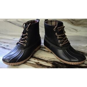 Henry Ferrera Women's Mission 200 Black Duck Boot Faux Leather and Rubber Size 7